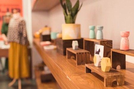 Small Business Pop Up Shop Pots on wooden stands