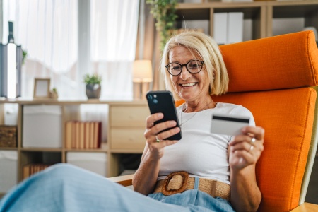 Customer on her phone