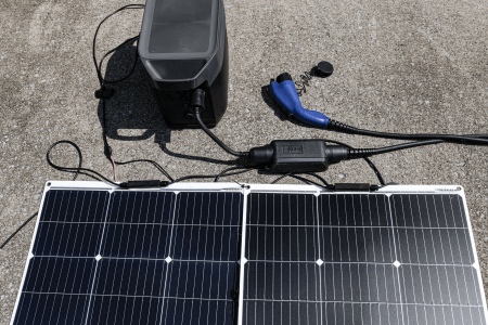 Plug in solar panel with socket