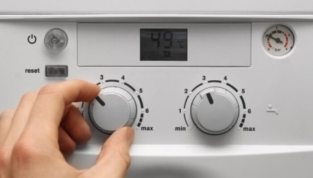 boiler controls and pressure gauge