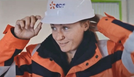 Image of young female wind turbine technician