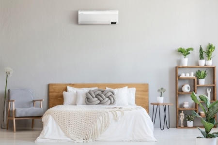 Room showing air conditioning unit on wall