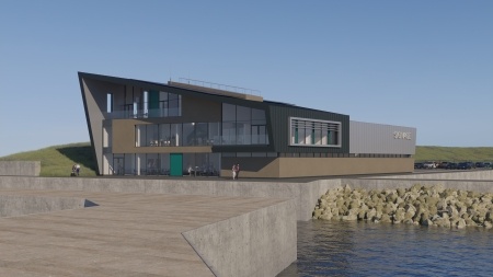 Artists impression of the Operations and Maintenance (O&M) building for the offshore wind farm in Eyemouth.