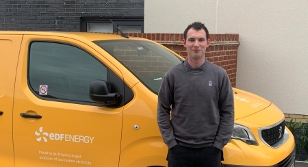 Smart engineer with van