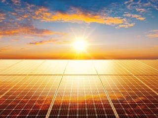 solar panel sunset image