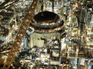 Crane at night