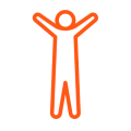 Orange icon - person with arms up