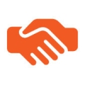 Orange handshake icon 