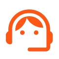 Orange customer service advisor icon