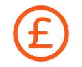Orange pound coin icon