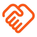 Orange handshake icon
