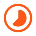 Orange icon of a clock