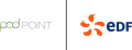 Pod Point and EDF logo side by side