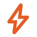 orange icon of an electricity bolt