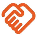 Orange handshake icon