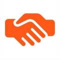 Orange handshake icon