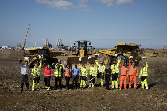 Image of workers on the earthworks of the Hinkley Point C project in 2016