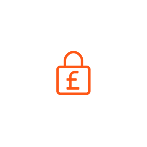 Orange icon - padlock with £ sign