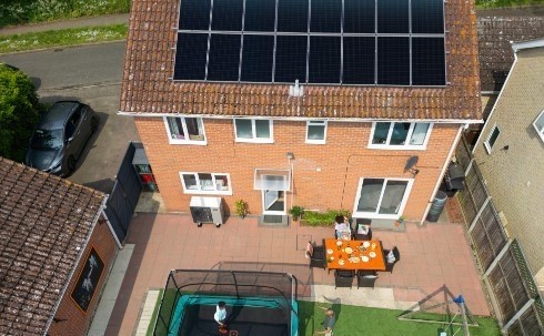 A birds eye view of solar panels 