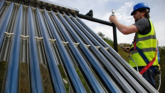 An image of a solar water heating system