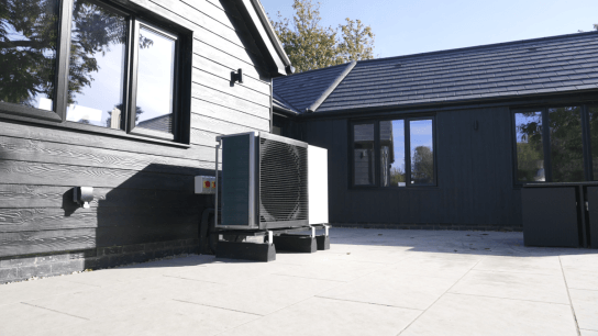Air source heat pump outside home
