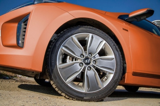 Orange Hyundai electric vehicle