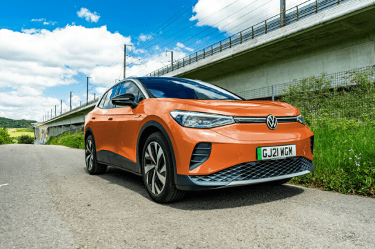 Orange Volkswagon electric vehicle