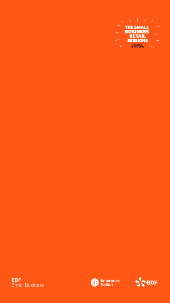 Small business retail podcast on orange background