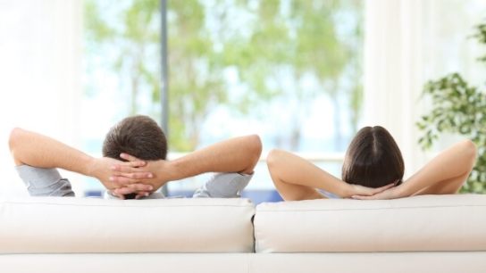 couple relaxed in a green home