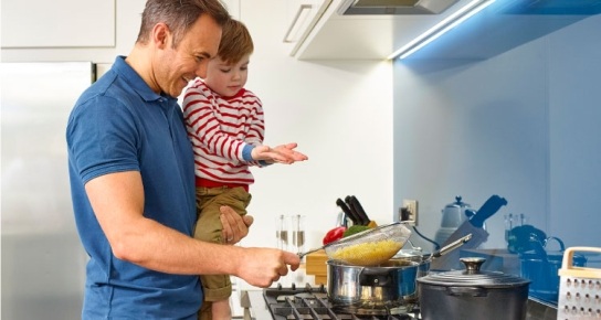 Man and boy cooking - Improve your EPC rating