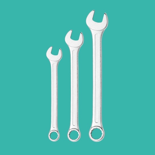 set of spanners on a teal background
