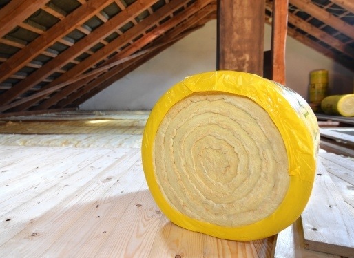 fibreglass loft insulation roll in attic