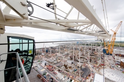 A bird’s eye view from one of the 56 tower cranes across one of Europe’s largest construction sites.
